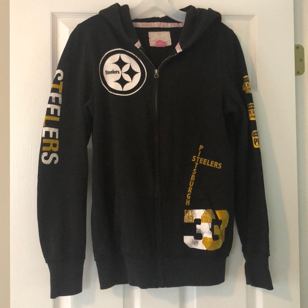 VS Pink Steelers zip up hoodie